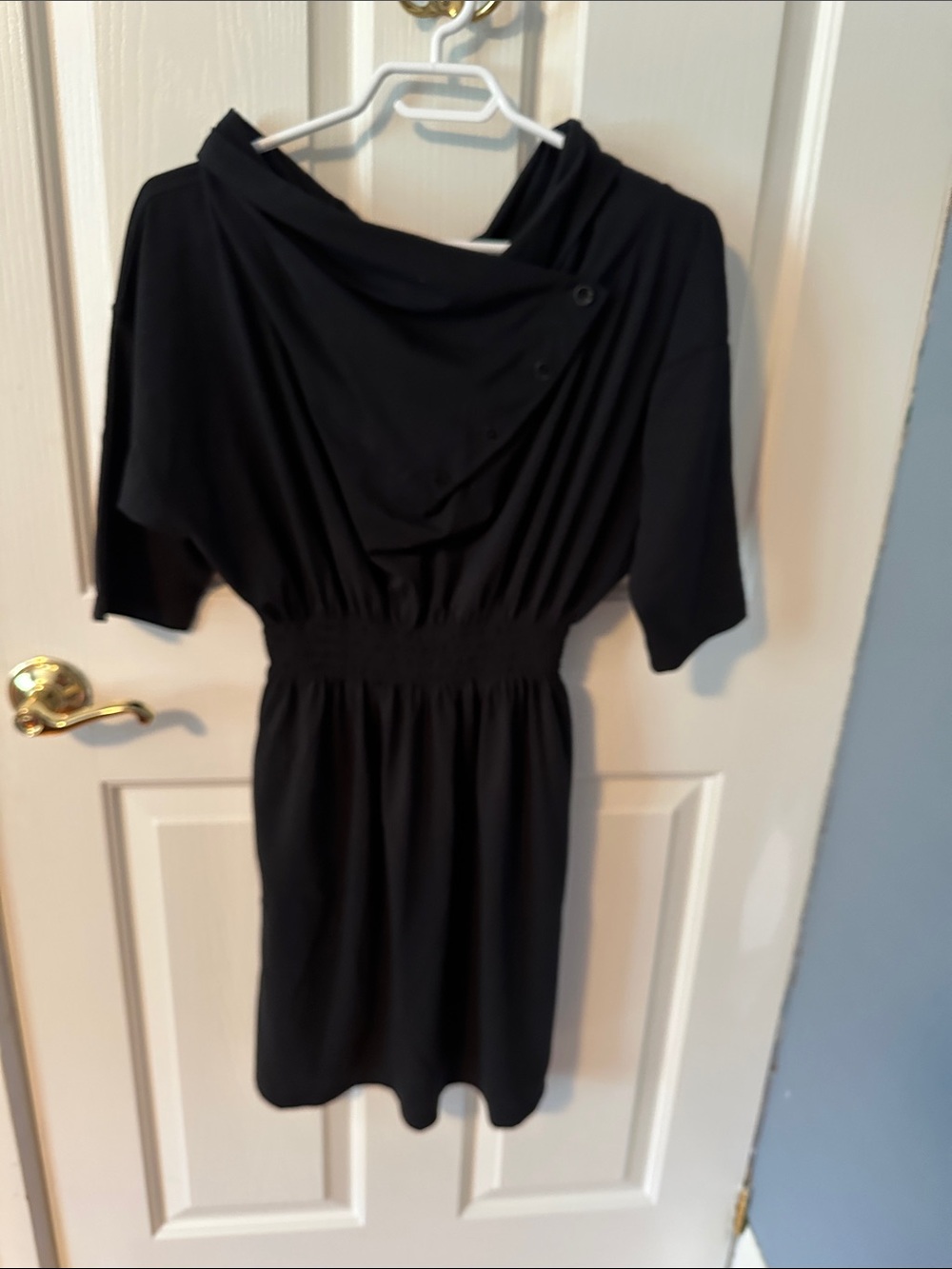 Lole Black Short-Sleeve Elastic-Waist Mini Dress